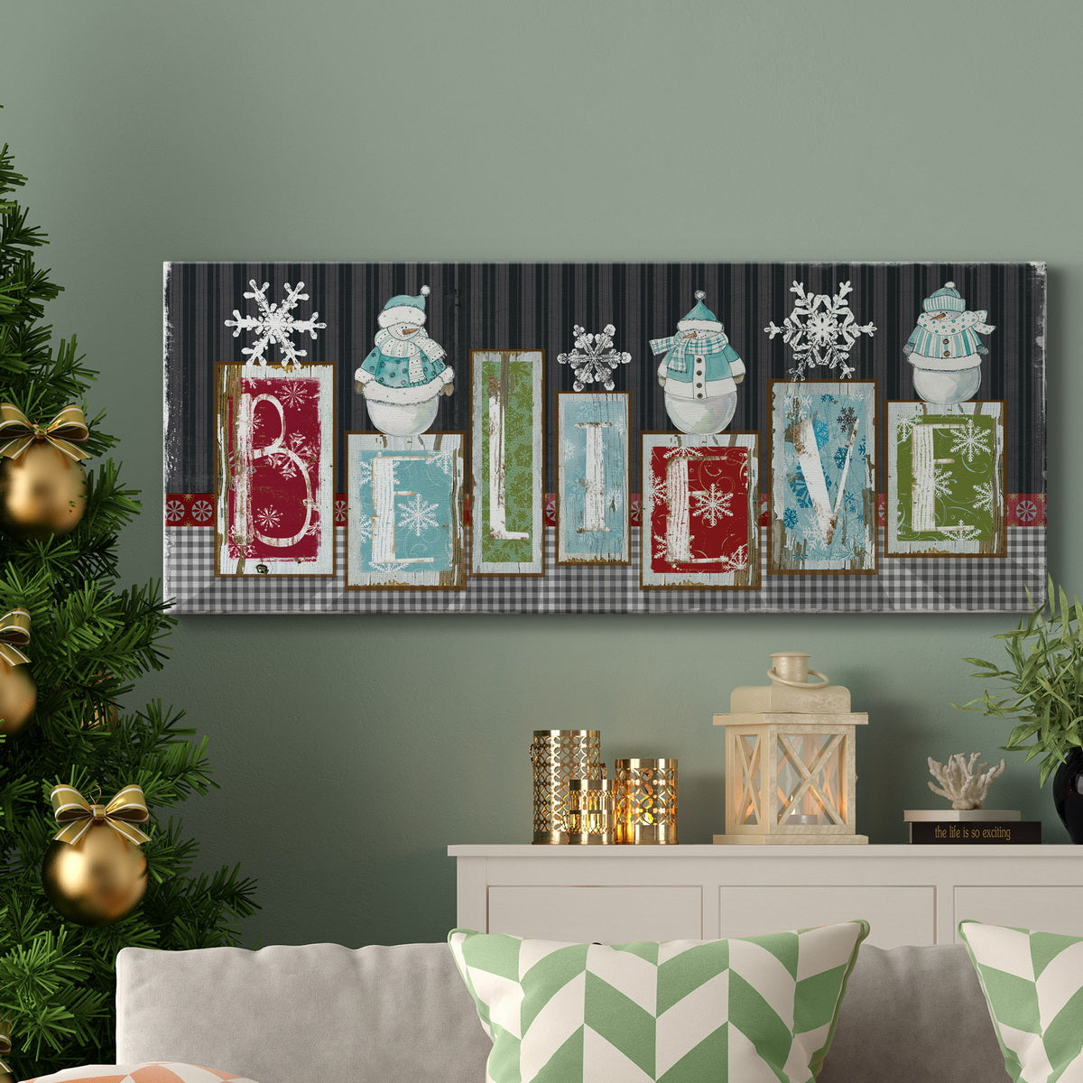 Snowman Believe Premium Gallery Wrapped Canvas - Ready to Hang