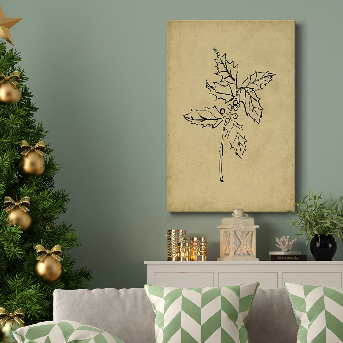 Holly Branch I - Gallery Wrapped Canvas