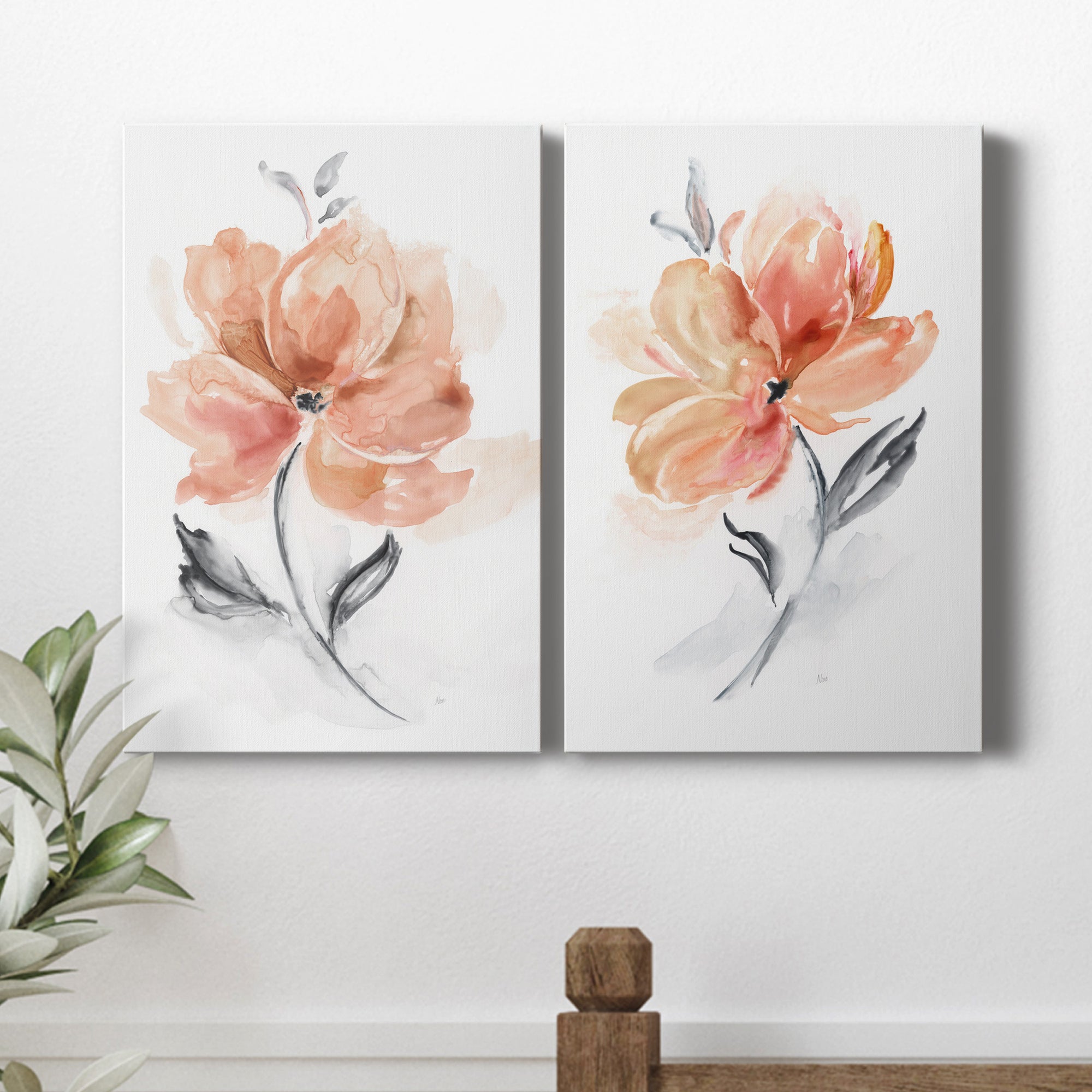 Soft Sensation I Premium Gallery Wrapped Canvas - Ready to Hang - Set of 2 - 8 x 12 Each