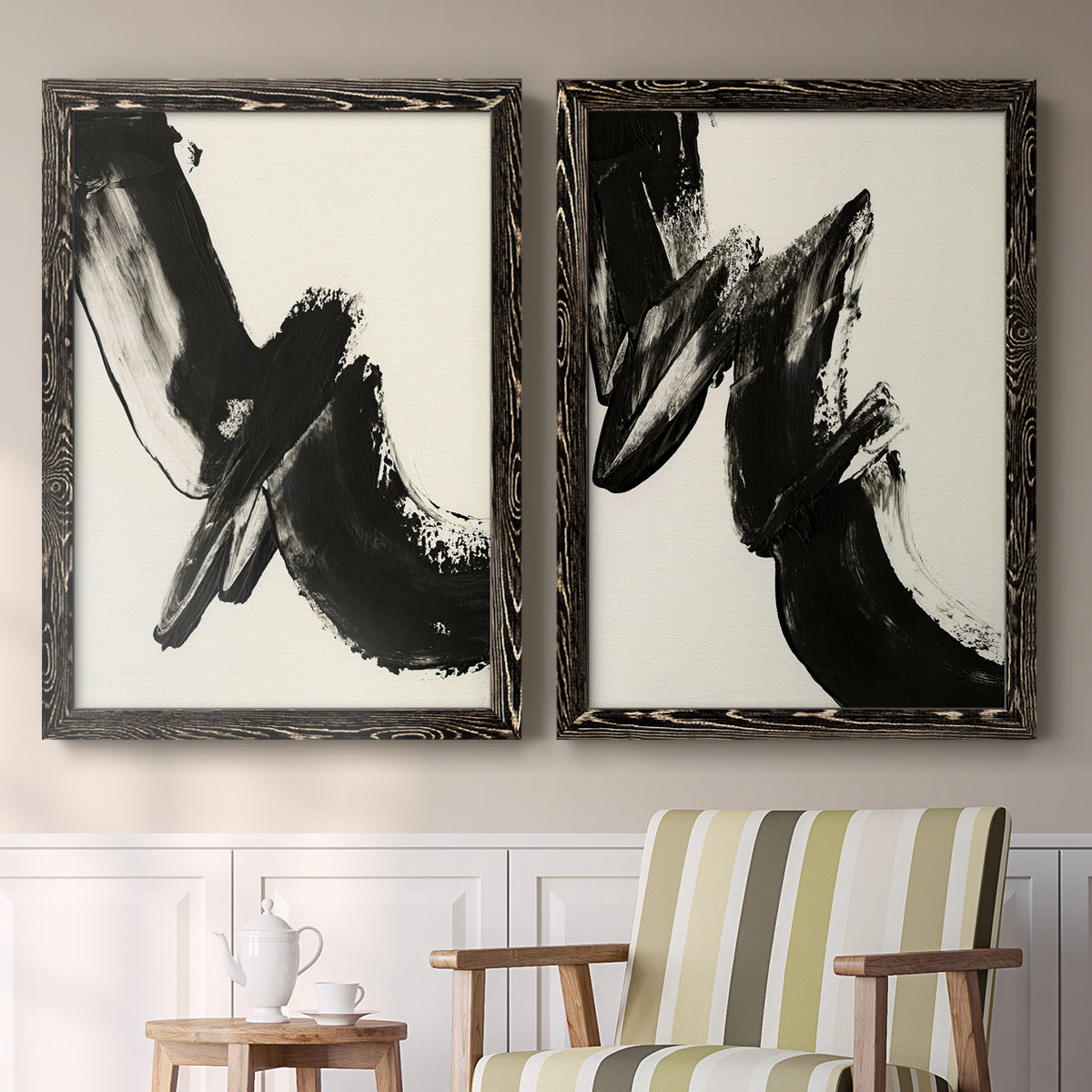 Black Expression I - Premium Framed Canvas 2 Piece Set - Ready to Hang