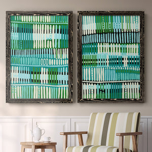 Teal Pattern I - Premium Framed Canvas 2 Piece Set - Ready to Hang