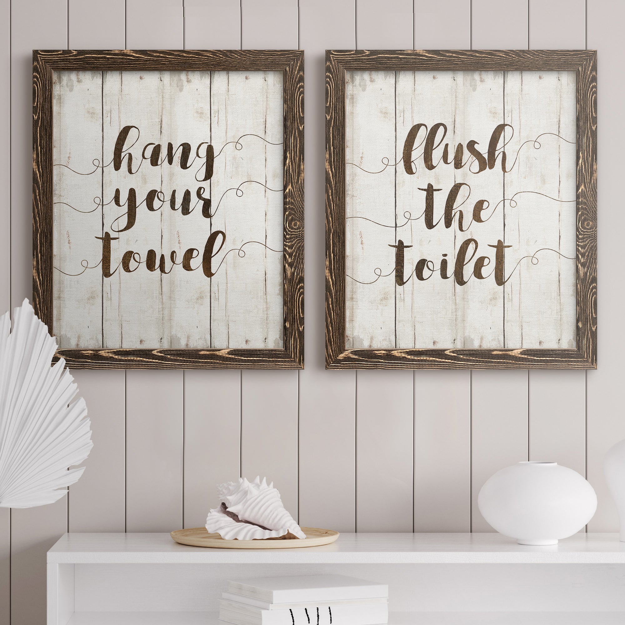 Hang Your Towel- Premium Framed Canvas in Barnwood - Ready to Hang