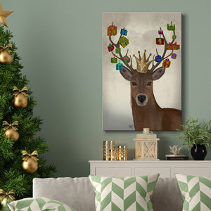 Christmas Gift Bearing Deer - Gallery Wrapped Canvas
