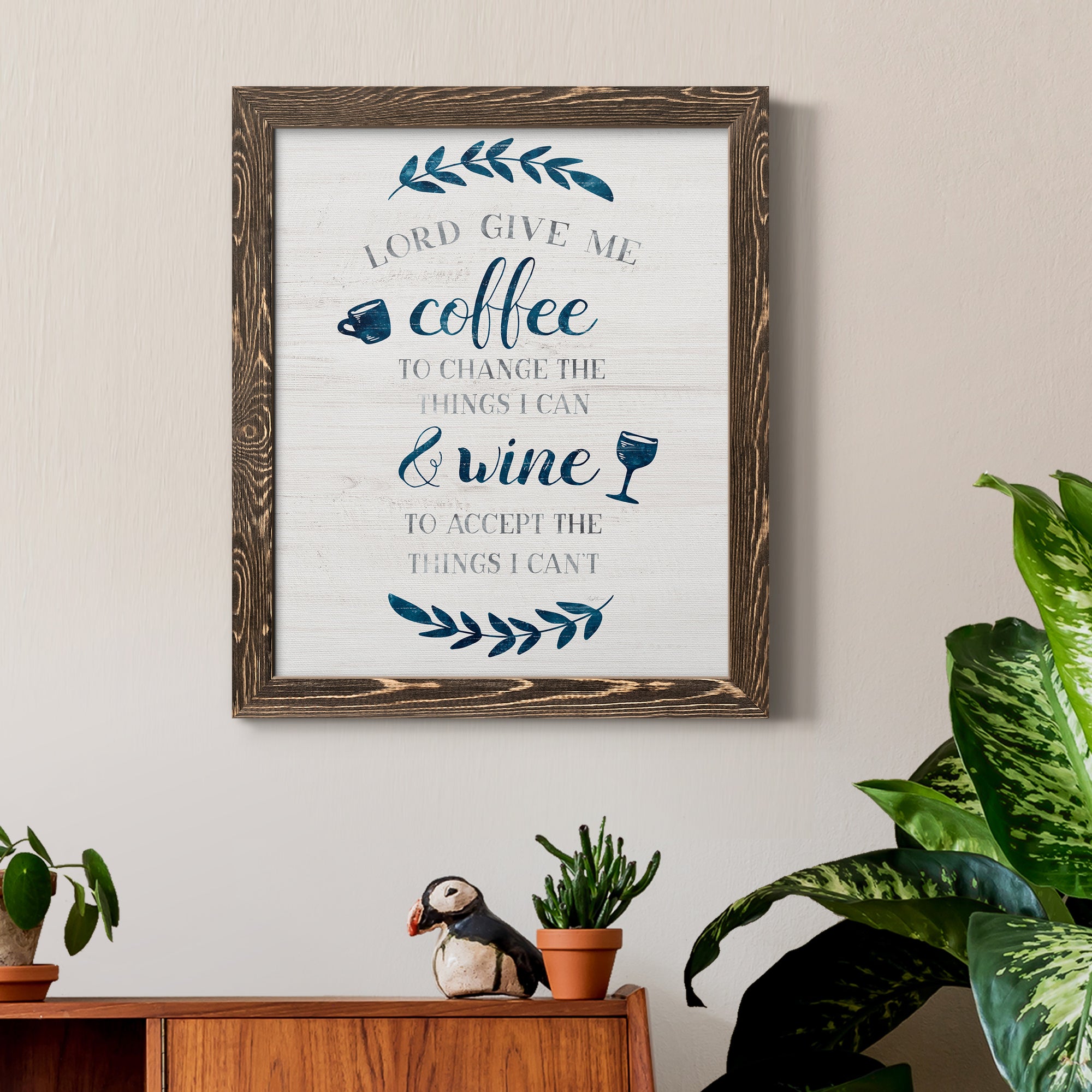 Coffee & Wine - Premium Canvas Framed in Barnwood - Ready to Hang
