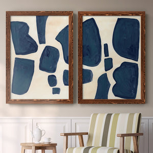 Blue Pieces I - Barnwood Framed Canvas Set