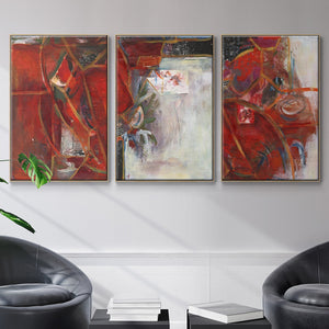 City Life I - Framed Premium Gallery Wrapped Canvas L Frame 3 Piece Set - Ready to Hang