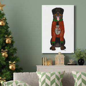 Christmas Des - Rottweiler in Christmas Sweater Premium Gallery Wrapped Canvas - Ready to Hang