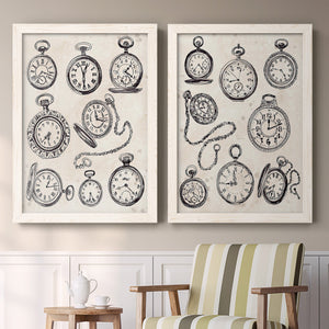 Pocket Watch Sketches I - Premium Framed Canvas 2 Piece Set - Ready to Hang