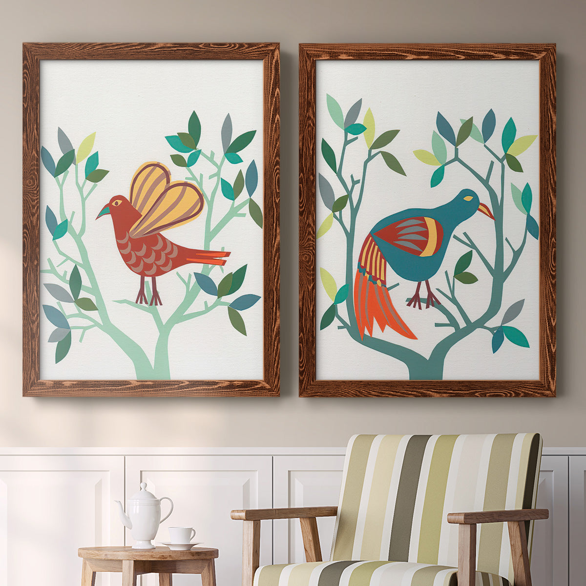 Whitty Bird I - Premium Framed Canvas 2 Piece Set - Ready to Hang