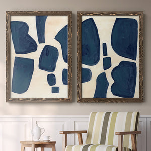 Blue Pieces I - Barnwood Framed Canvas Set