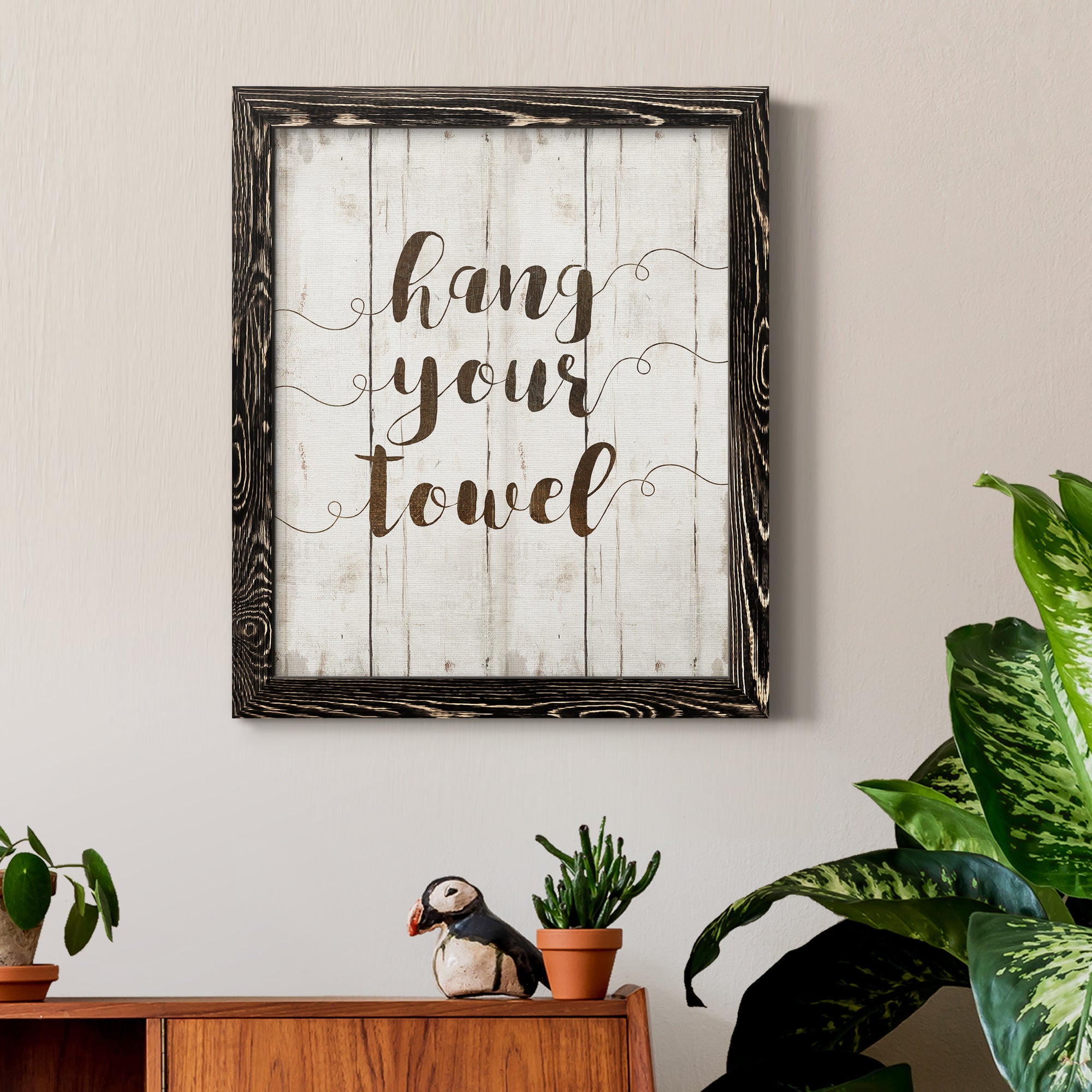 Hang Your Towel - Premium Canvas Framed in Barnwood - Ready to Hang