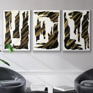 Onyx Obelisks I - Framed Premium Gallery Wrapped Canvas L Frame 3 Piece Set - Ready to Hang