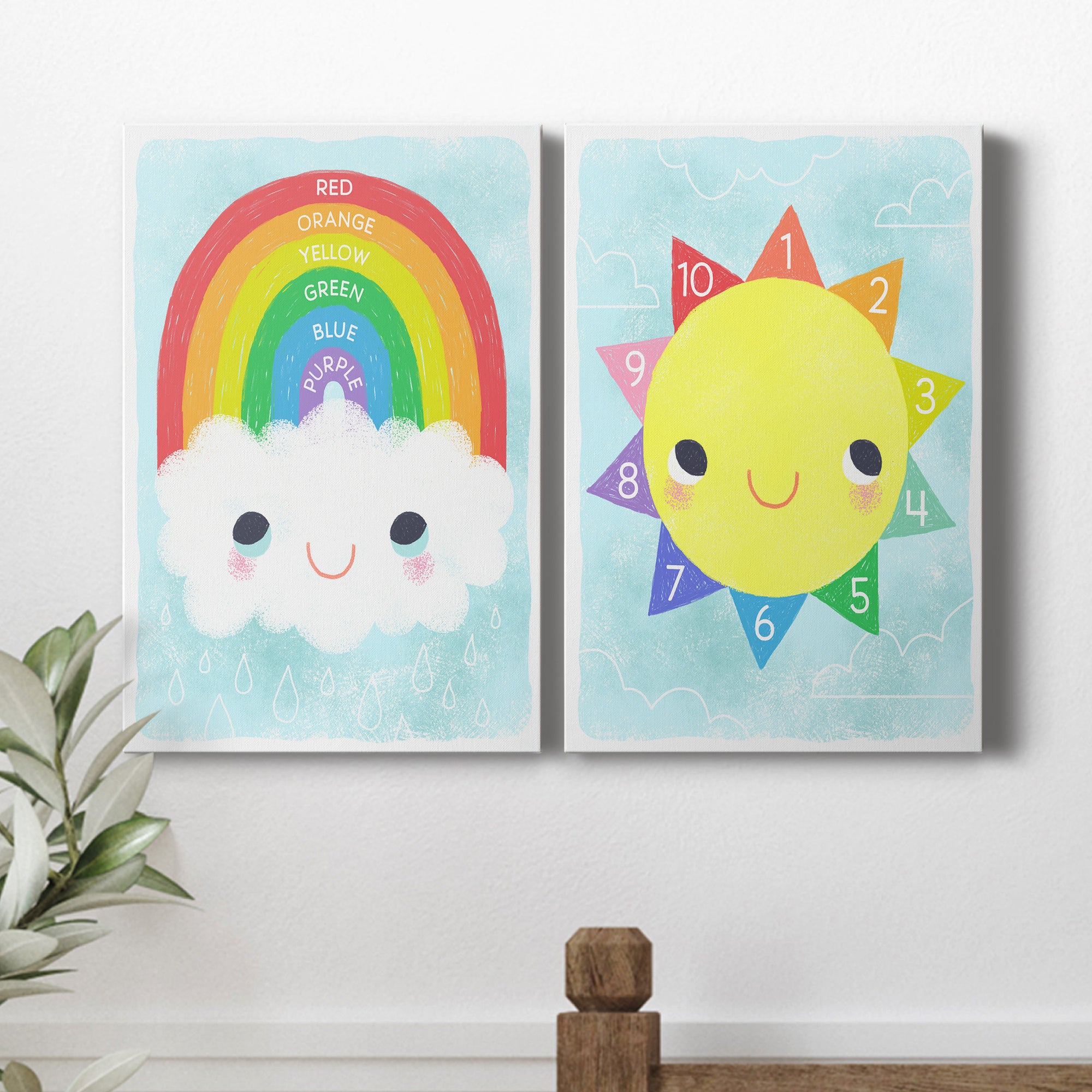Rainbow Colors Premium Gallery Wrapped Canvas - Ready to Hang - Set of 2 - 8 x 12 Each