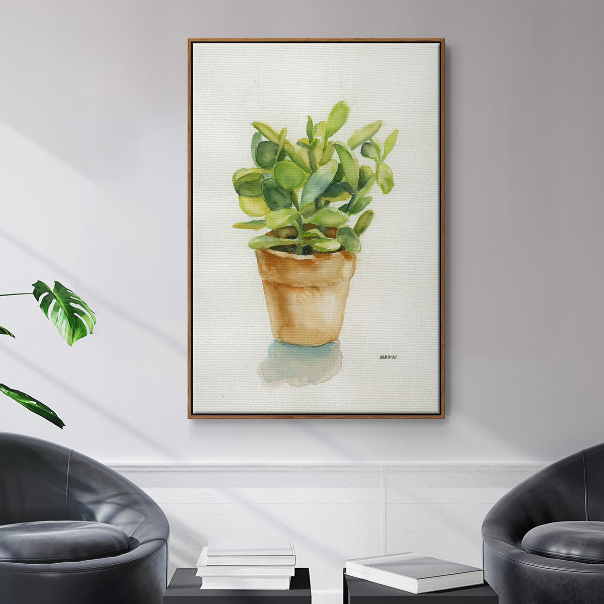 Succulent I - Framed Premium Gallery Wrapped Canvas L Frame - Ready to Hang
