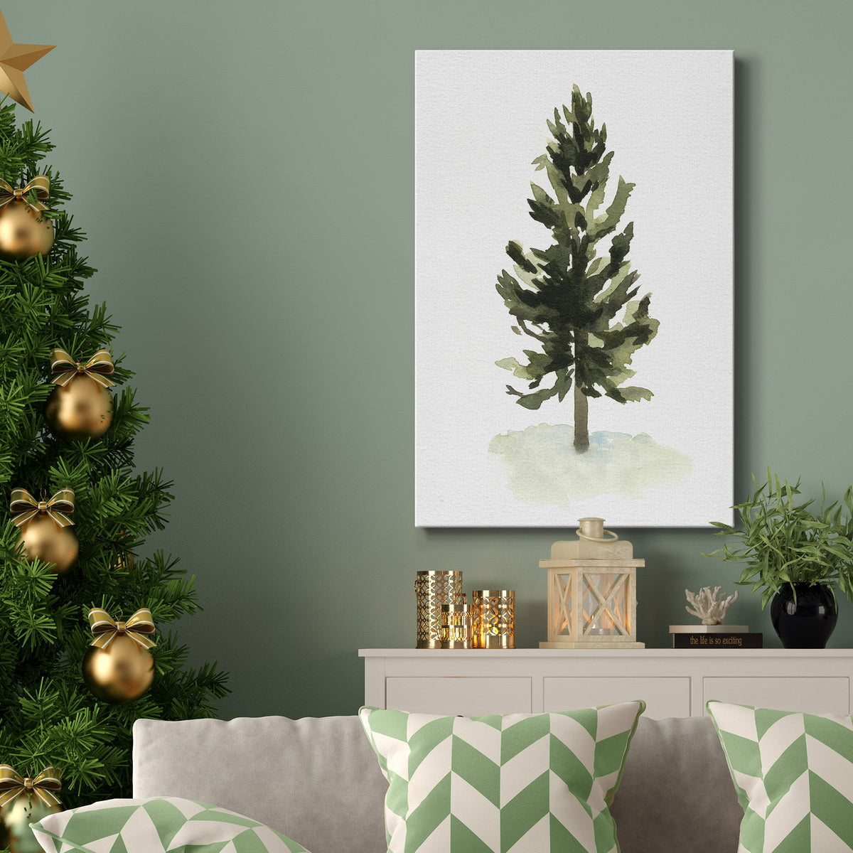 Watercolor Pine I Premium Gallery Wrapped Canvas - Ready to Hang