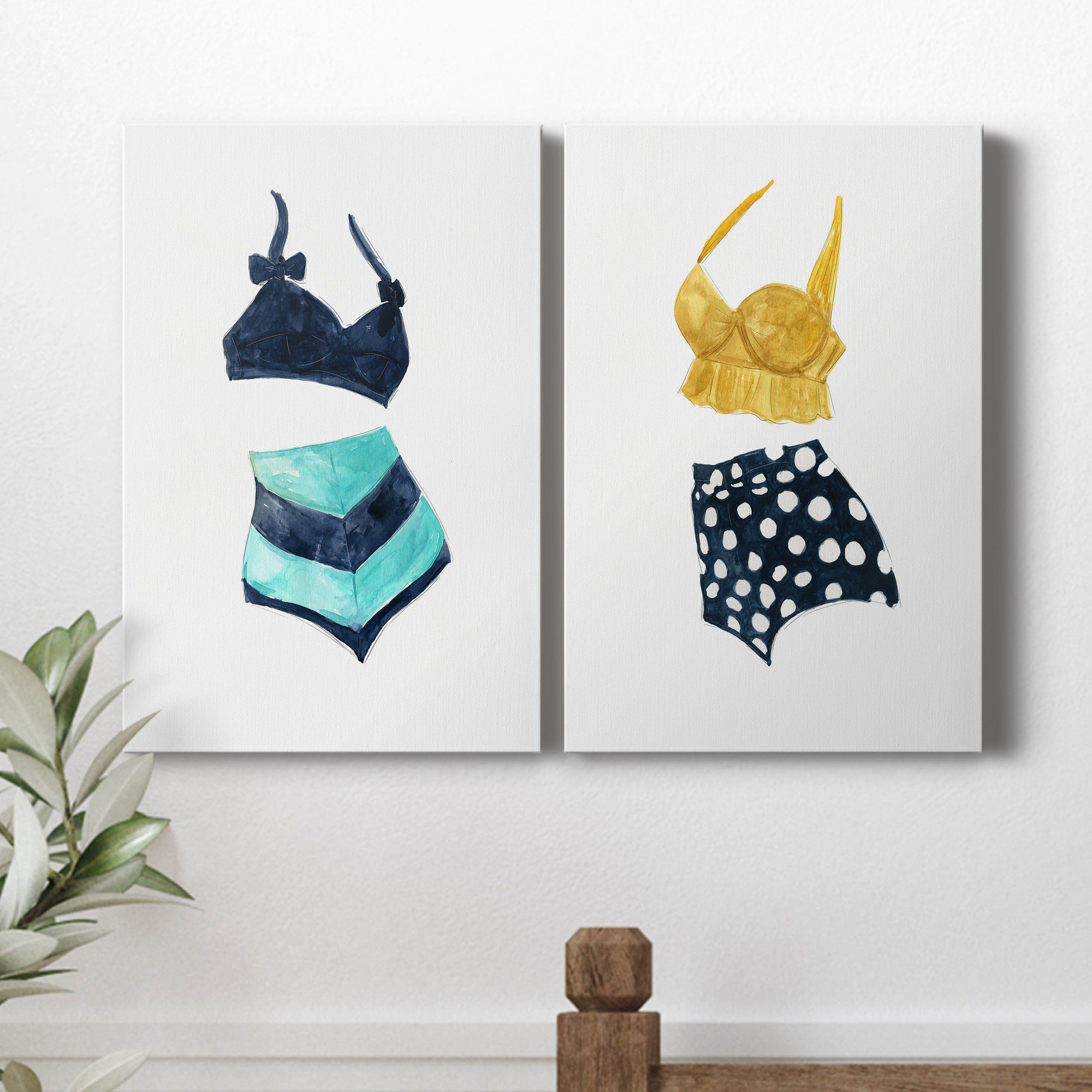 Vintage Swimwear III Premium Gallery Wrapped Canvas - Ready to Hang - Set of 2 - 8 x 12 Each