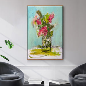 TURQUOISE LILLY - Framed Premium Gallery Wrapped Canvas L Frame - Ready to Hang