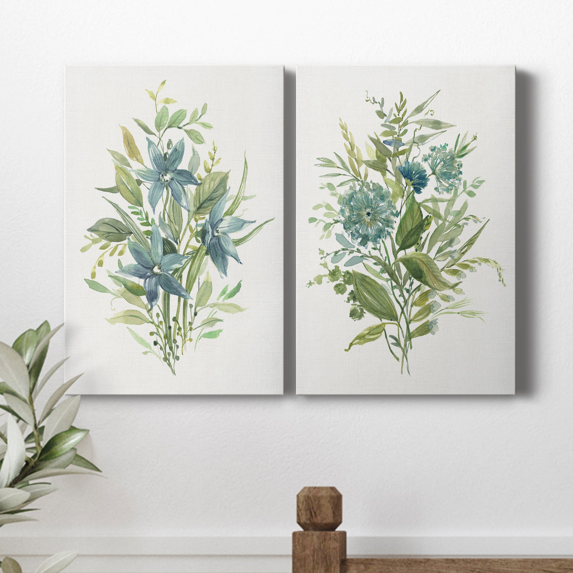 Greenery I Premium Gallery Wrapped Canvas - Ready to Hang - Set of 2 - 8 x 12 Each