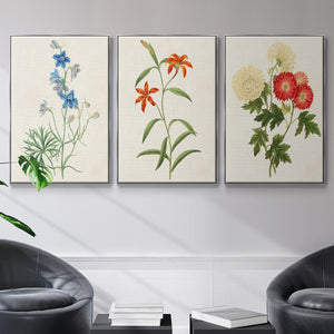 Flowers of the Seasons I - Framed Premium Gallery Wrapped Canvas L Frame 3 Piece Set - Ready to Hang