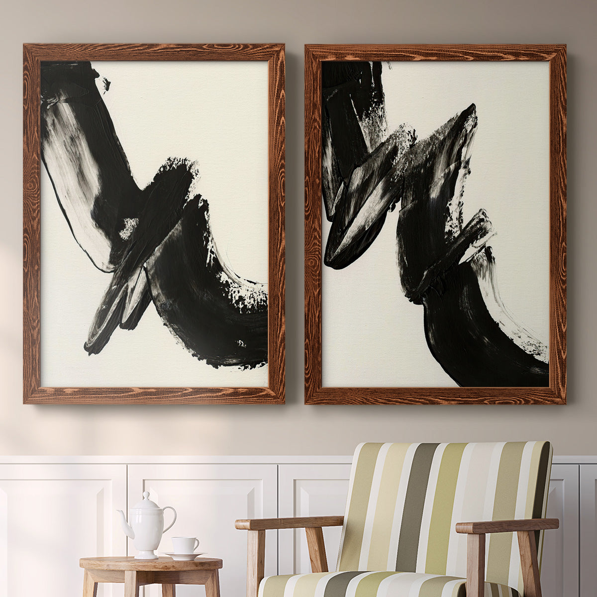 Black Expression I - Premium Framed Canvas 2 Piece Set - Ready to Hang