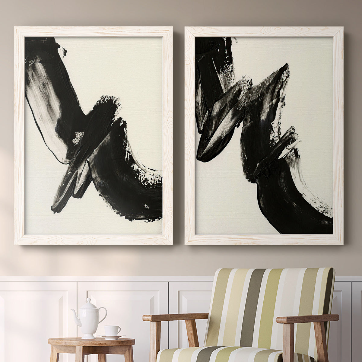 Black Expression I - Premium Framed Canvas 2 Piece Set - Ready to Hang