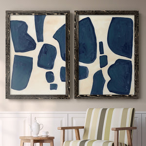 Blue Pieces I - Barnwood Framed Canvas Set
