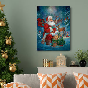 Santa's Woodland Friends Premium Gallery Wrapped Canvas - Ready to Hang