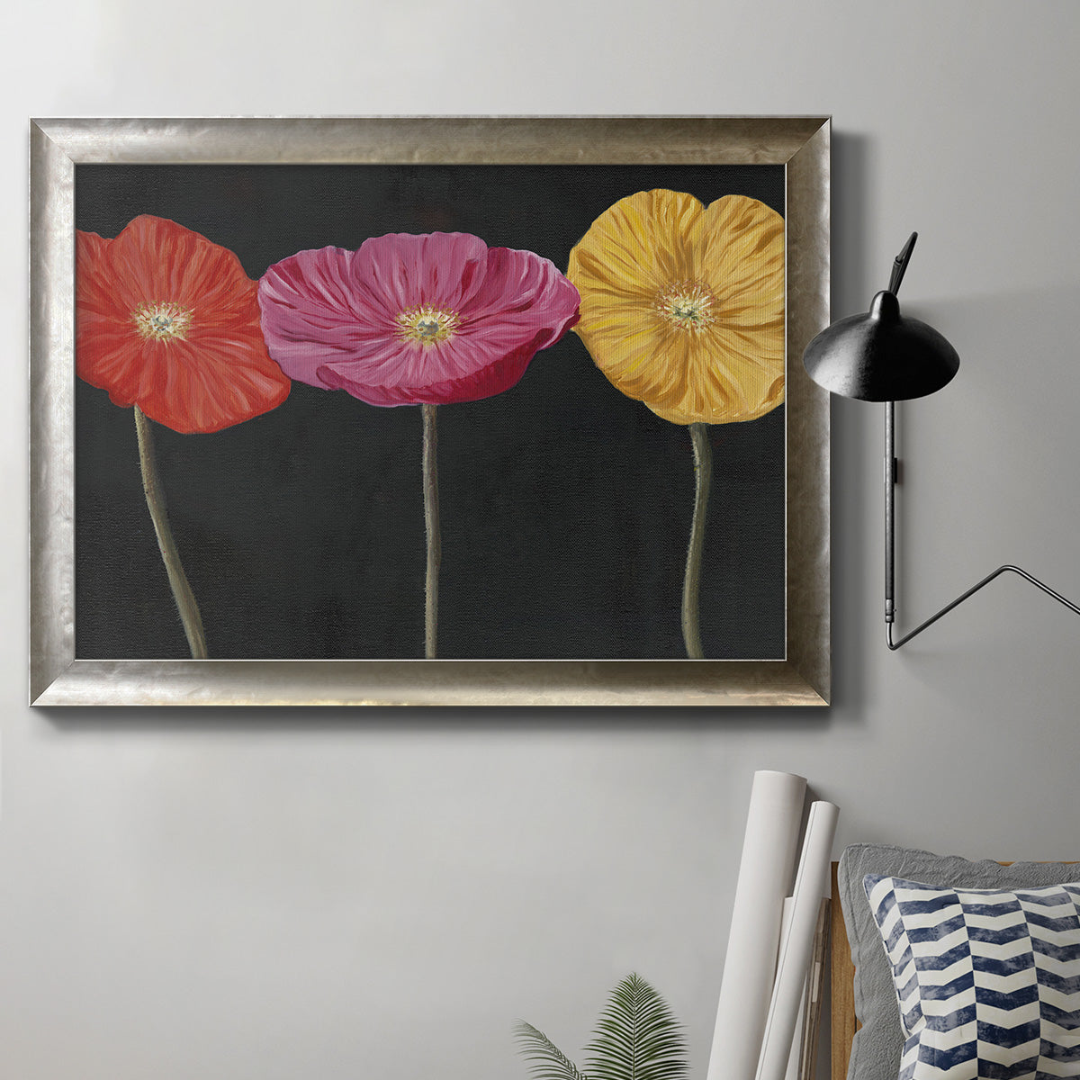 Poppy Trio II Premium Framed Canvas- Ready to Hang