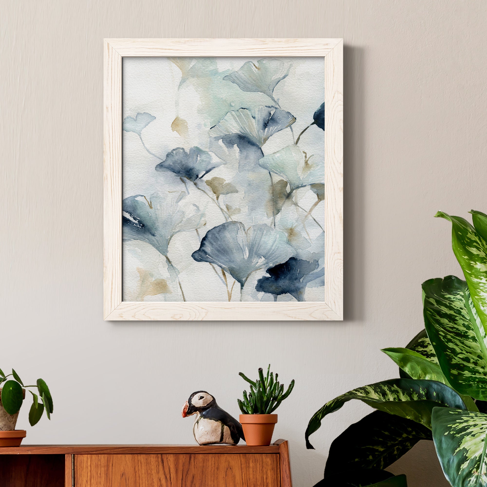 Indigo Ginkgo II - Premium Canvas Framed in Barnwood - Ready to Hang