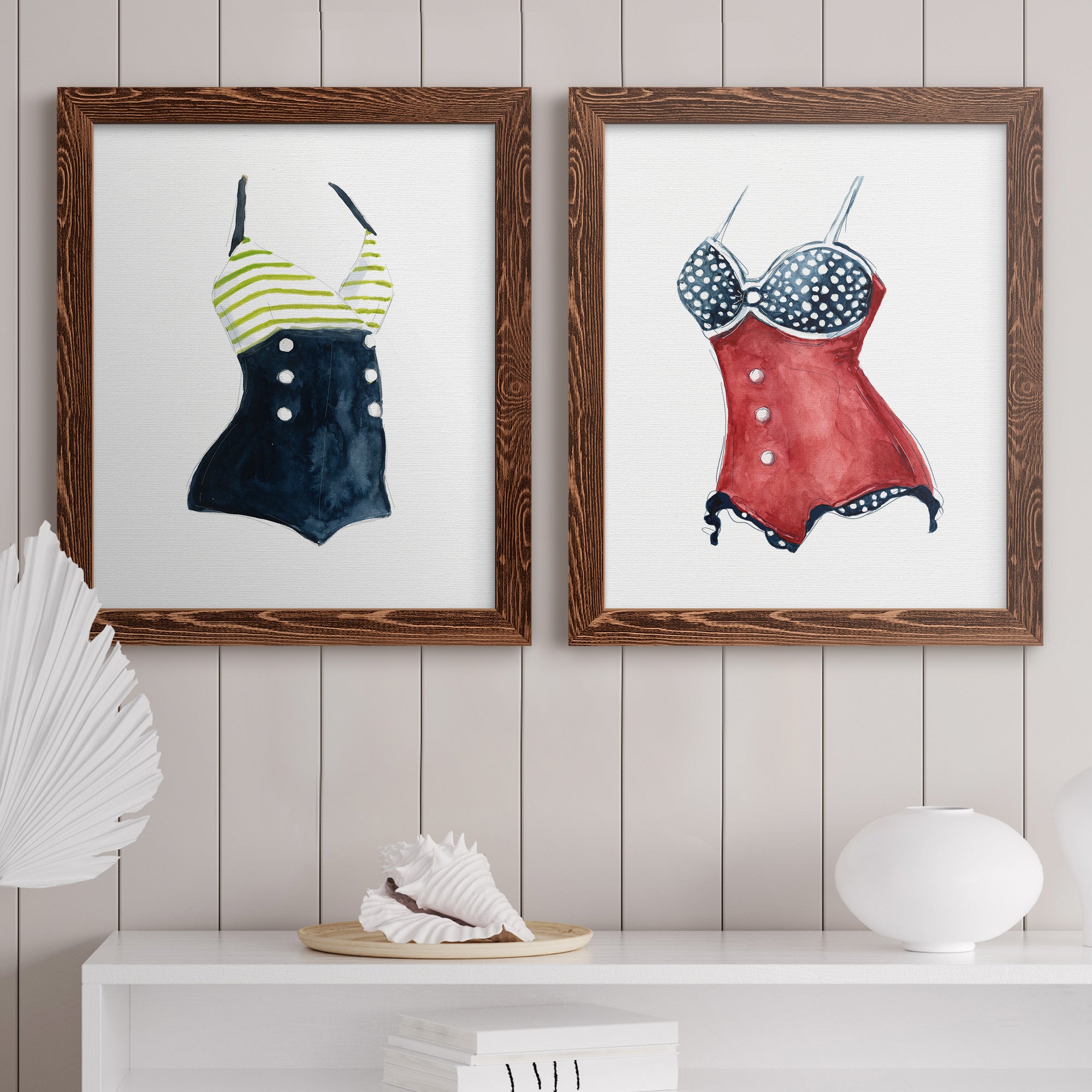 Vintage Swimwear I- Premium Framed Canvas in Barnwood - Ready to Hang