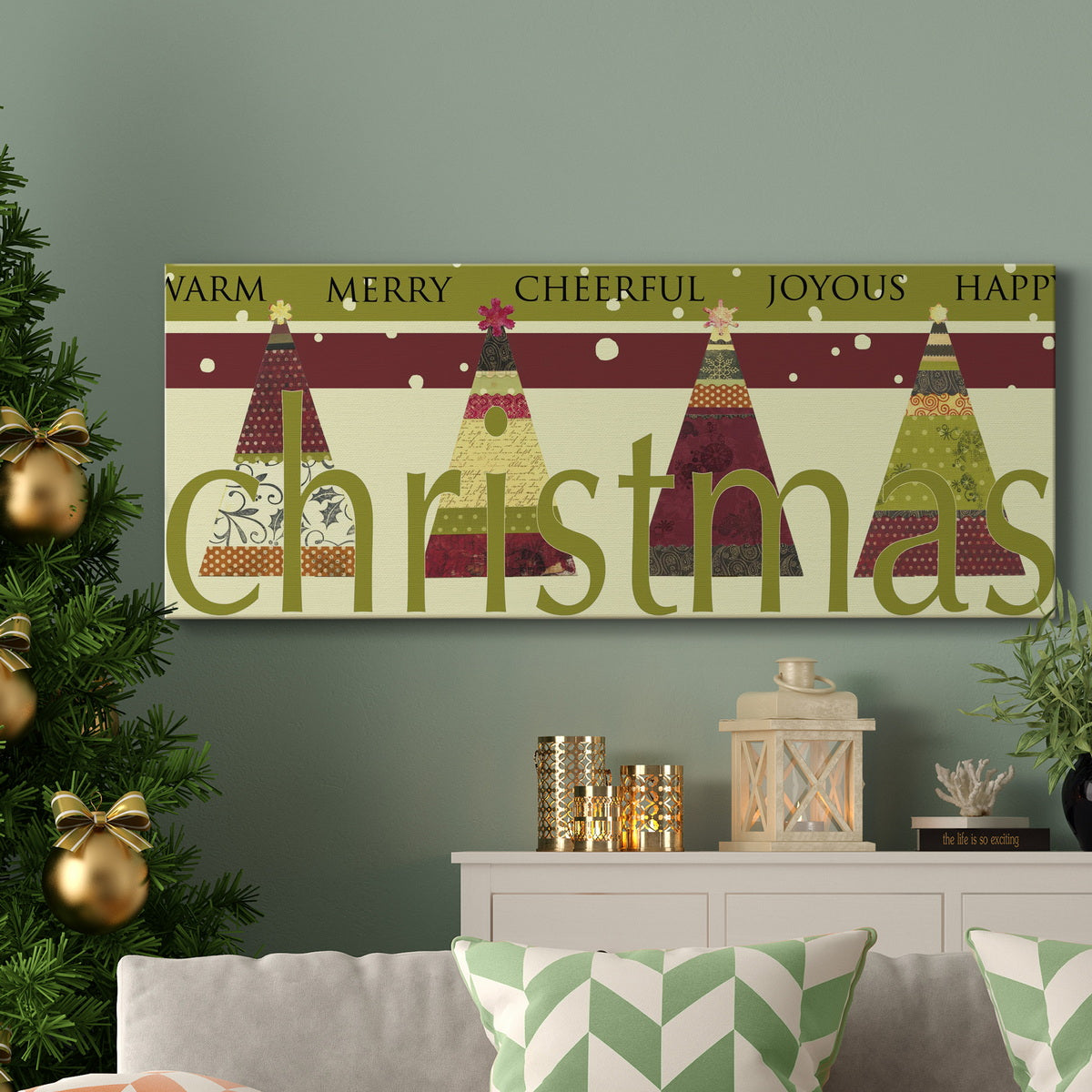 HAPPY,MERRY,JOYOUS Premium Gallery Wrapped Canvas - Ready to Hang