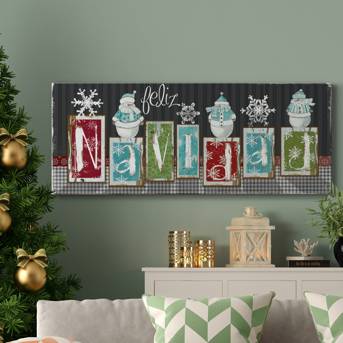 Navidad Blocks Premium Gallery Wrapped Canvas - Ready to Hang