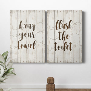 Hang Your Towel Premium Gallery Wrapped Canvas - Ready to Hang - Set of 2 - 8 x 12 Each