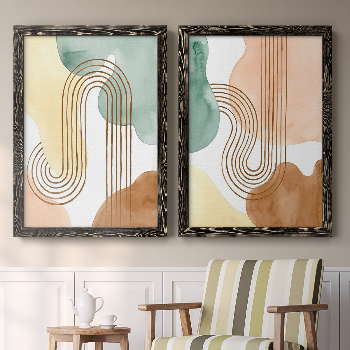 Spring Shapes I - Premium Framed Canvas 2 Piece Set - Ready to Hang