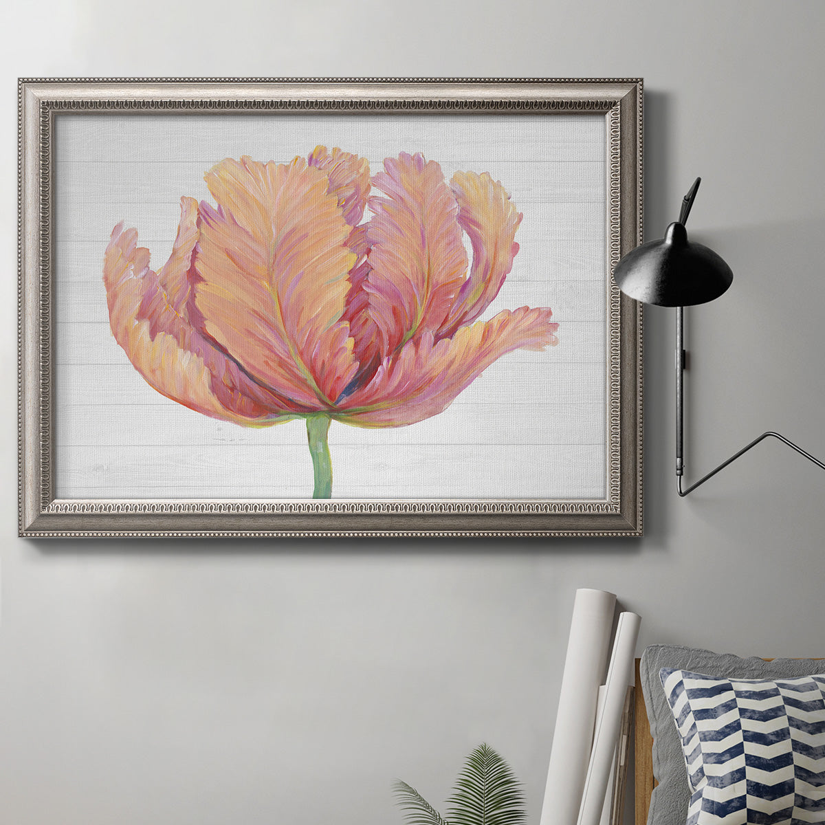 Single Pink Bloom II Premium Framed Canvas- Ready to Hang