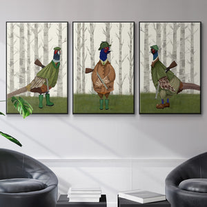 Periwinkle Patch I - Framed Premium Gallery Wrapped Canvas L Frame 3 Piece Set - Ready to Hang