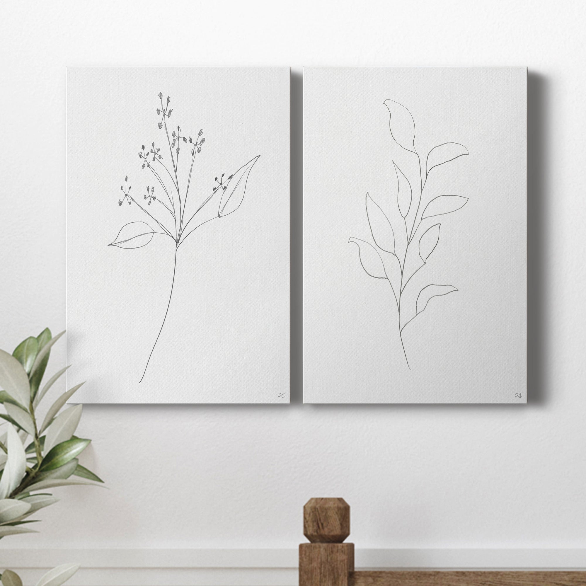 Botanical Gesture V Premium Gallery Wrapped Canvas - Ready to Hang - Set of 2 - 8 x 12 Each