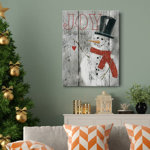 Joy To The World Snowman Premium Gallery Wrapped Canvas - Ready to Hang