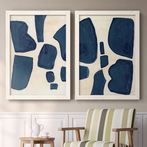 Blue Pieces I - Barnwood Framed Canvas Set