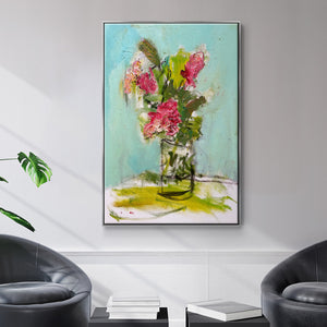 TURQUOISE LILLY - Framed Premium Gallery Wrapped Canvas L Frame - Ready to Hang
