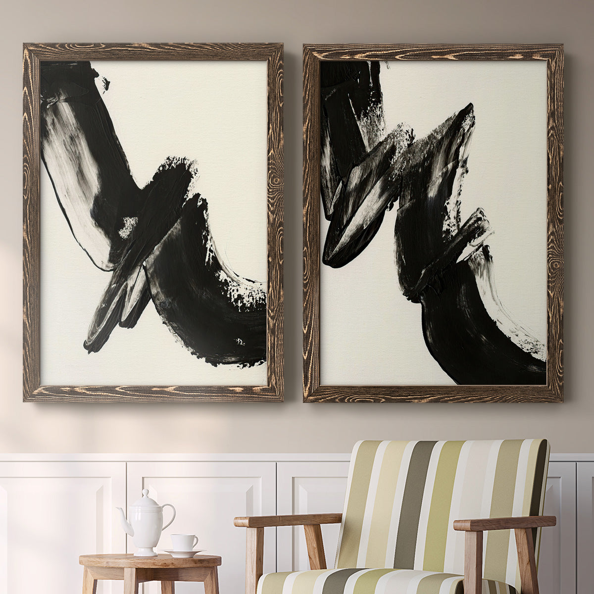 Black Expression I - Premium Framed Canvas 2 Piece Set - Ready to Hang