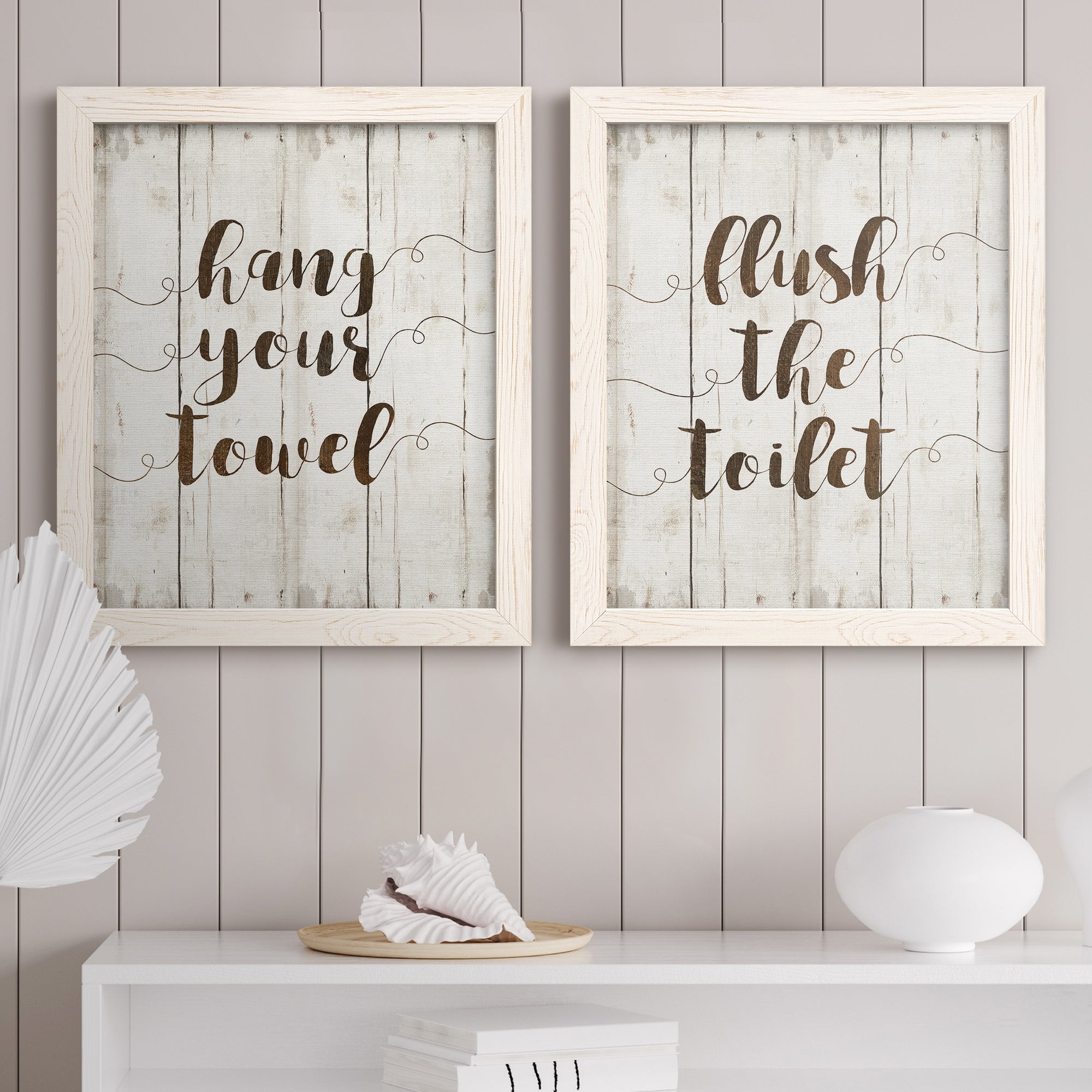 Hang Your Towel- Premium Framed Canvas in Barnwood - Ready to Hang