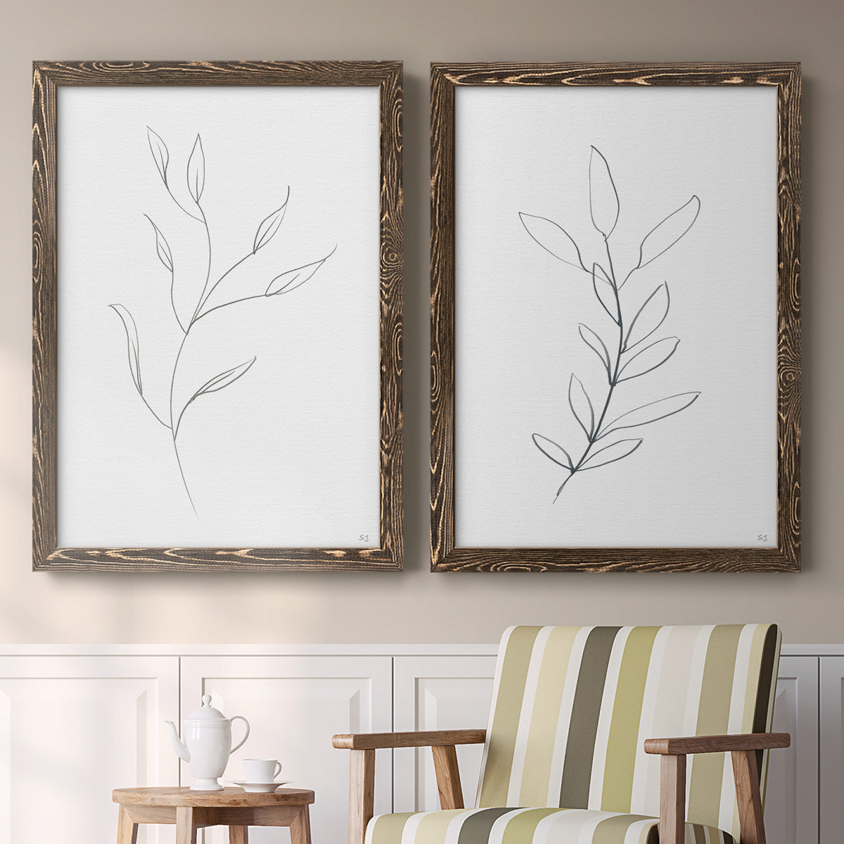 Botanical Gesture I - Premium Framed Canvas 2 Piece Set - Ready to Hang