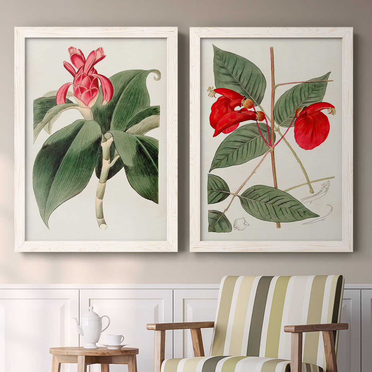 Flora of the Tropics I - Premium Framed Canvas 2 Piece Set - Ready to Hang