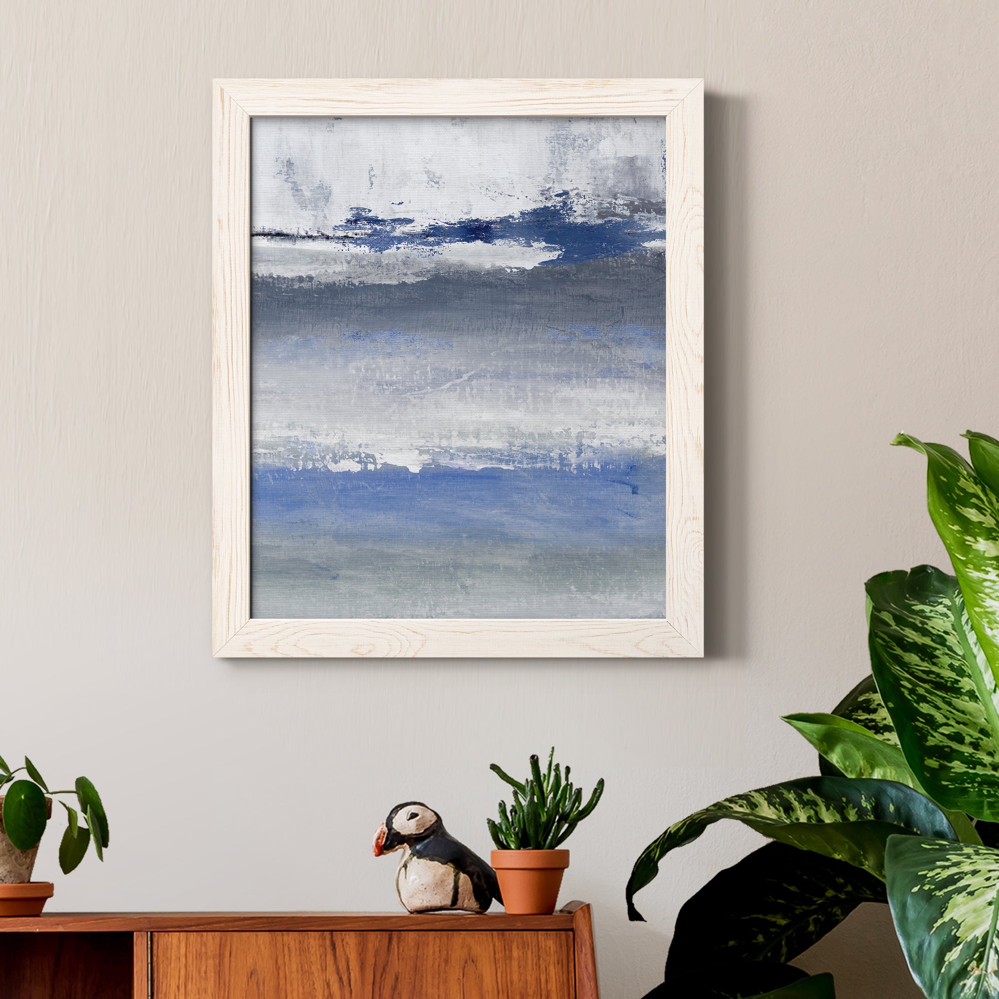 Soft Solace Indigo - Premium Canvas Framed in Barnwood - Ready to Hang