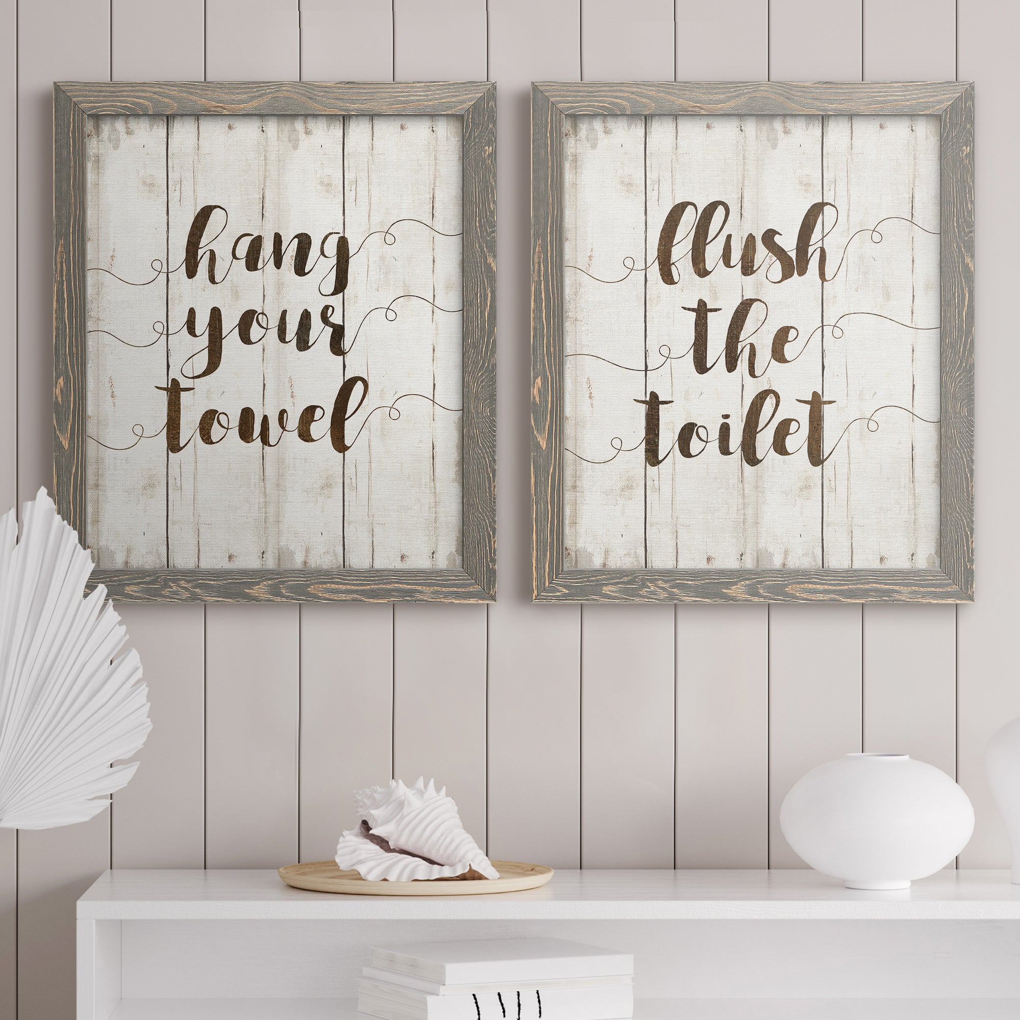 Hang Your Towel- Premium Framed Canvas in Barnwood - Ready to Hang