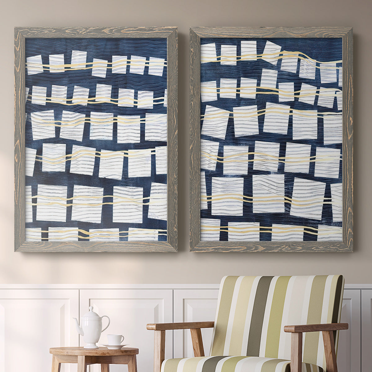 Networks III - Premium Framed Canvas 2 Piece Set - Ready to Hang