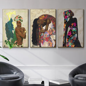 Woman Strong I - Framed Premium Gallery Wrapped Canvas L Frame 3 Piece Set - Ready to Hang