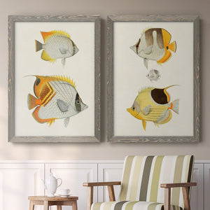 Yellow & Grey Fish I - Premium Framed Canvas 2 Piece Set - Ready to Hang