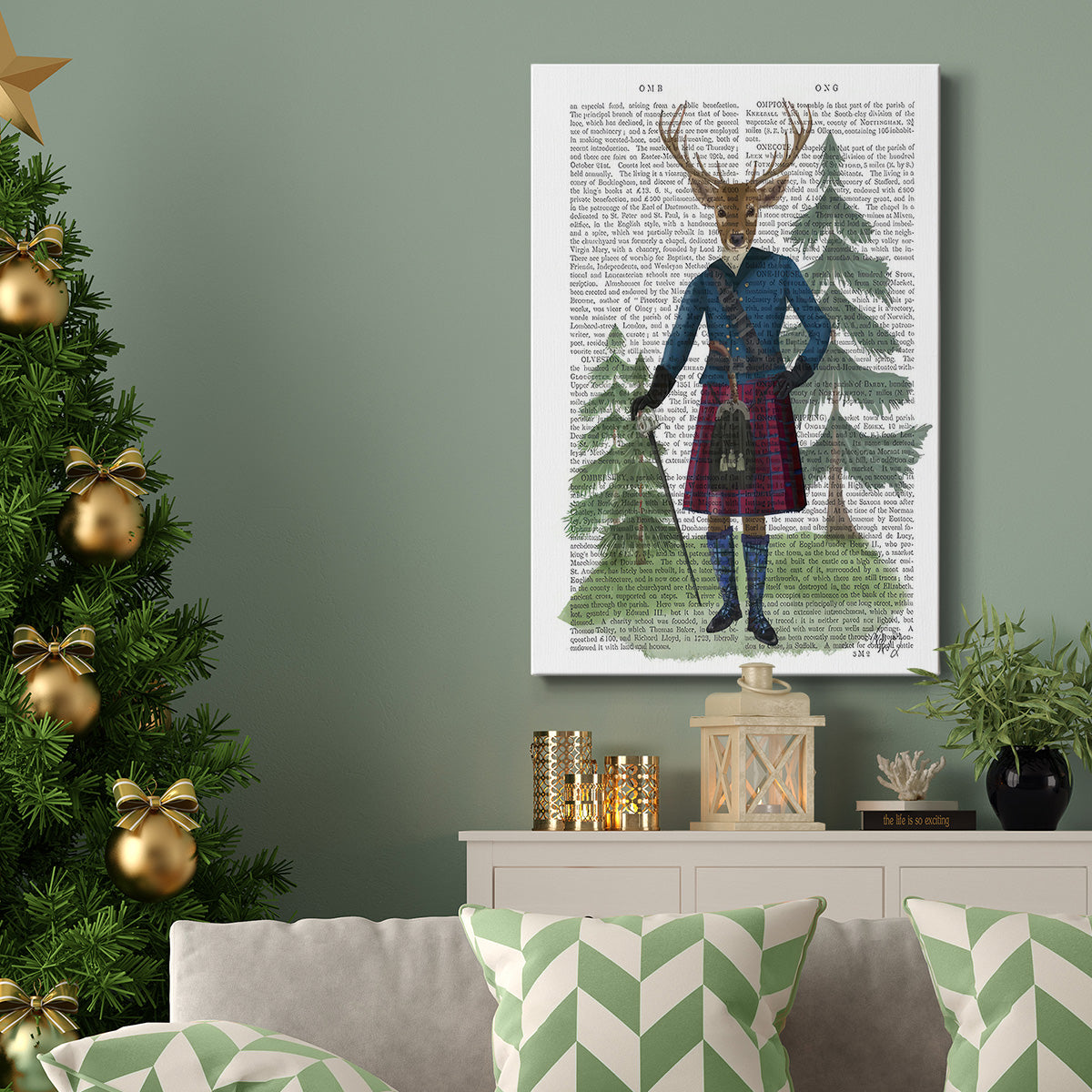 Scottish Deer Laird Tam OShunter, Full, Book Print - Gallery Wrapped Canvas